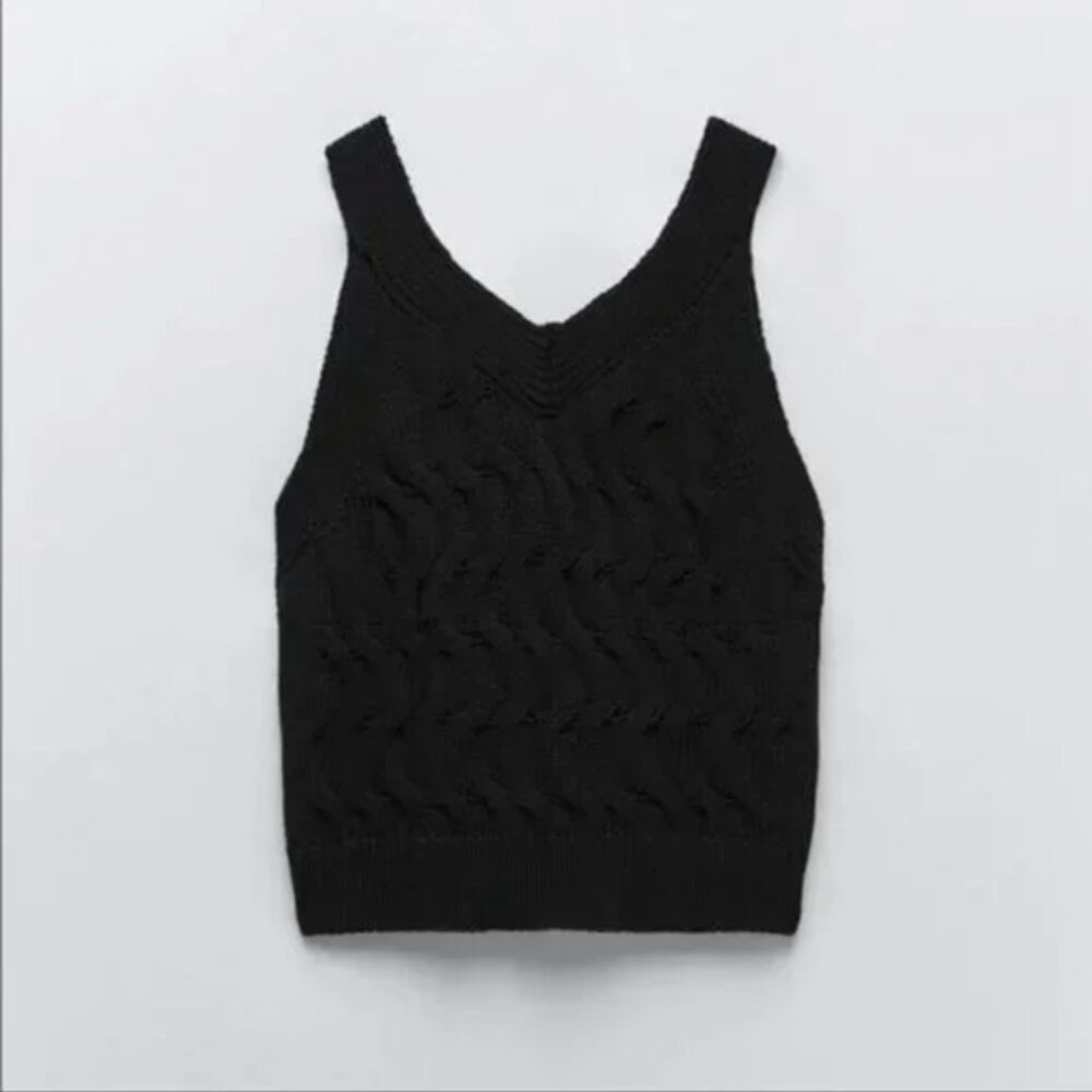 Zara Cable Knit Vest M - Picture 7 of 10